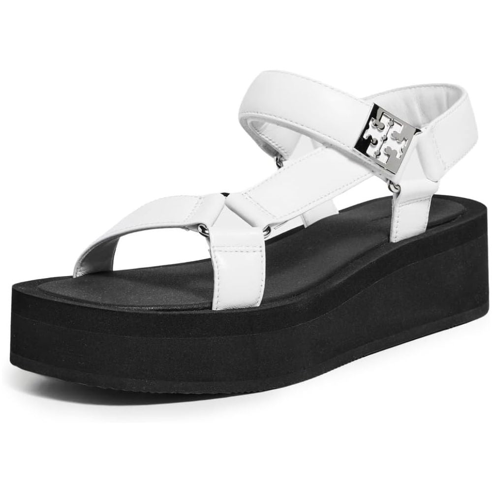 Tory Burch Women's Mellow Platform Sandals, Optic White/Silver/Black