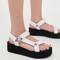 Tory Burch Women's Mellow Platform Sandals, Optic White/Silver/Black