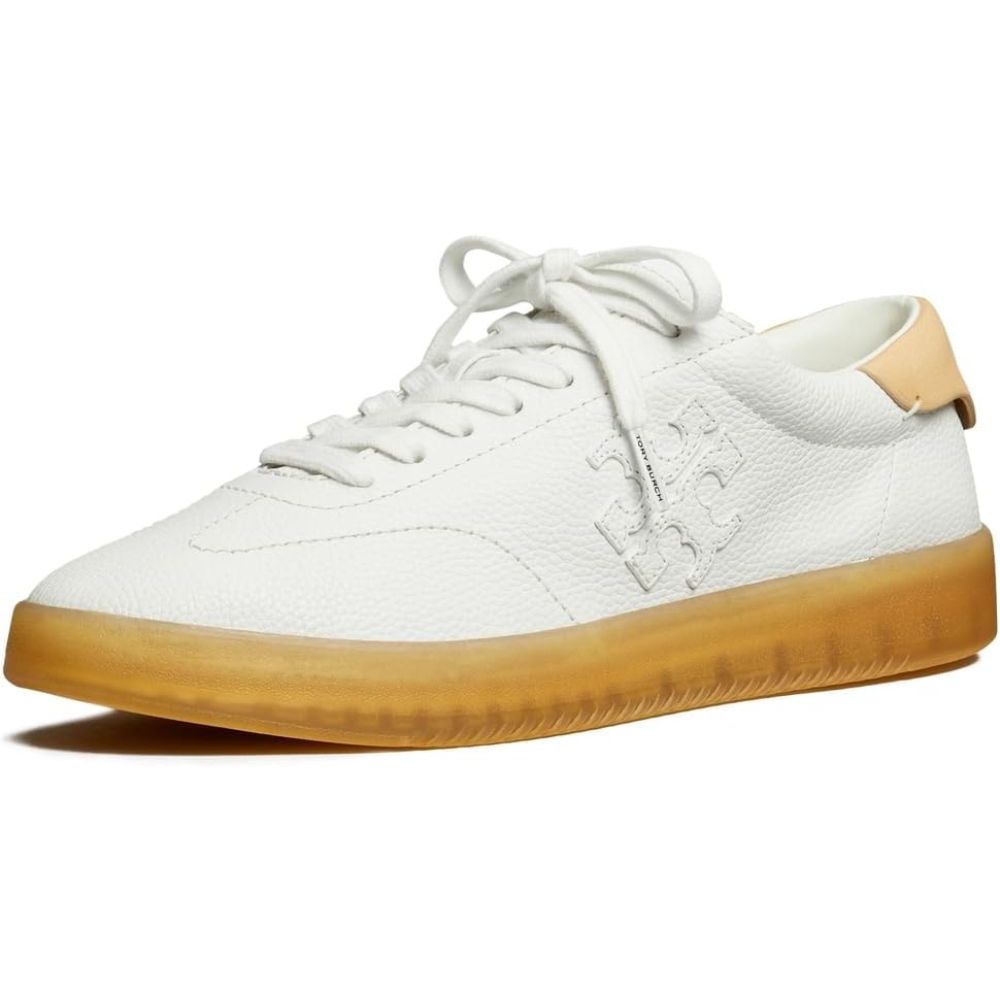 Tory Burch Women's Phoenix Tumbled Leather Sneaker, Purity/Brushed Almond
