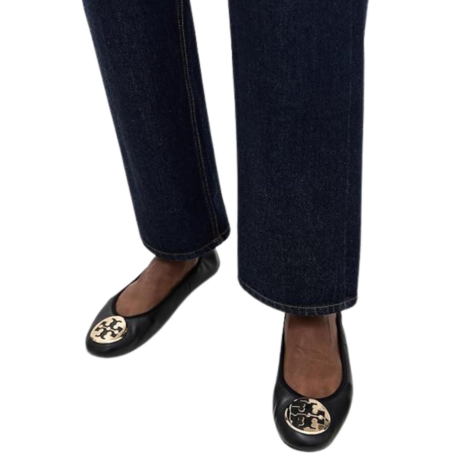 Tory Burch Women's Reva Travel Ballet Flat, Perfect Black/Gold