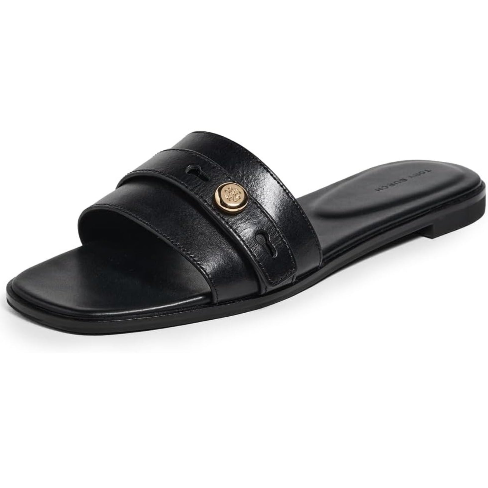 Tory Burch Women's Romy Leather Slides, Perfect Black