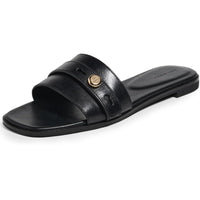 Tory Burch Women's Romy Leather Slides, Perfect Black