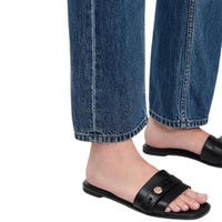Tory Burch Women's Romy Leather Slides, Perfect Black