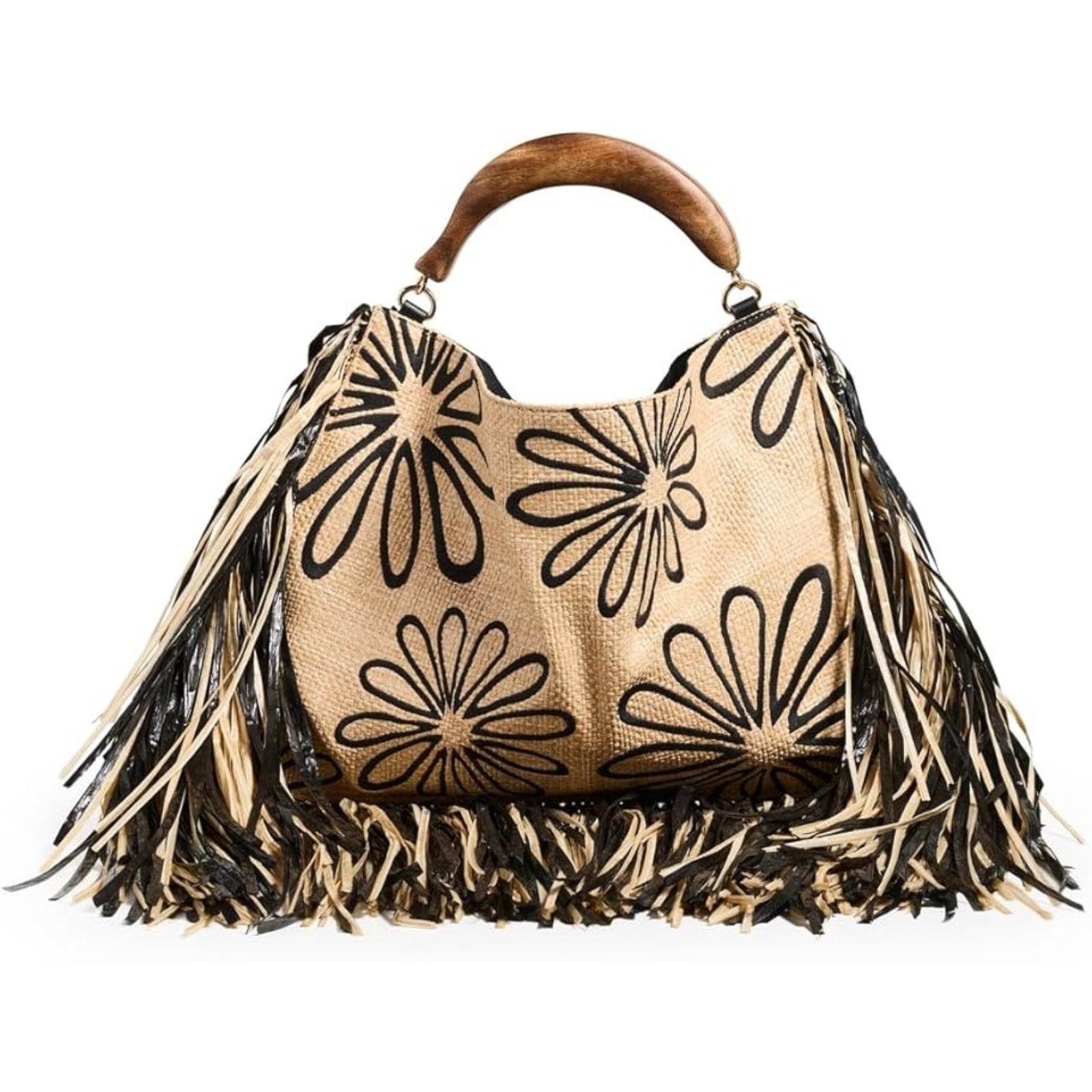 Farm Rio Women's Fringed Raffia Mini Bag, Melange