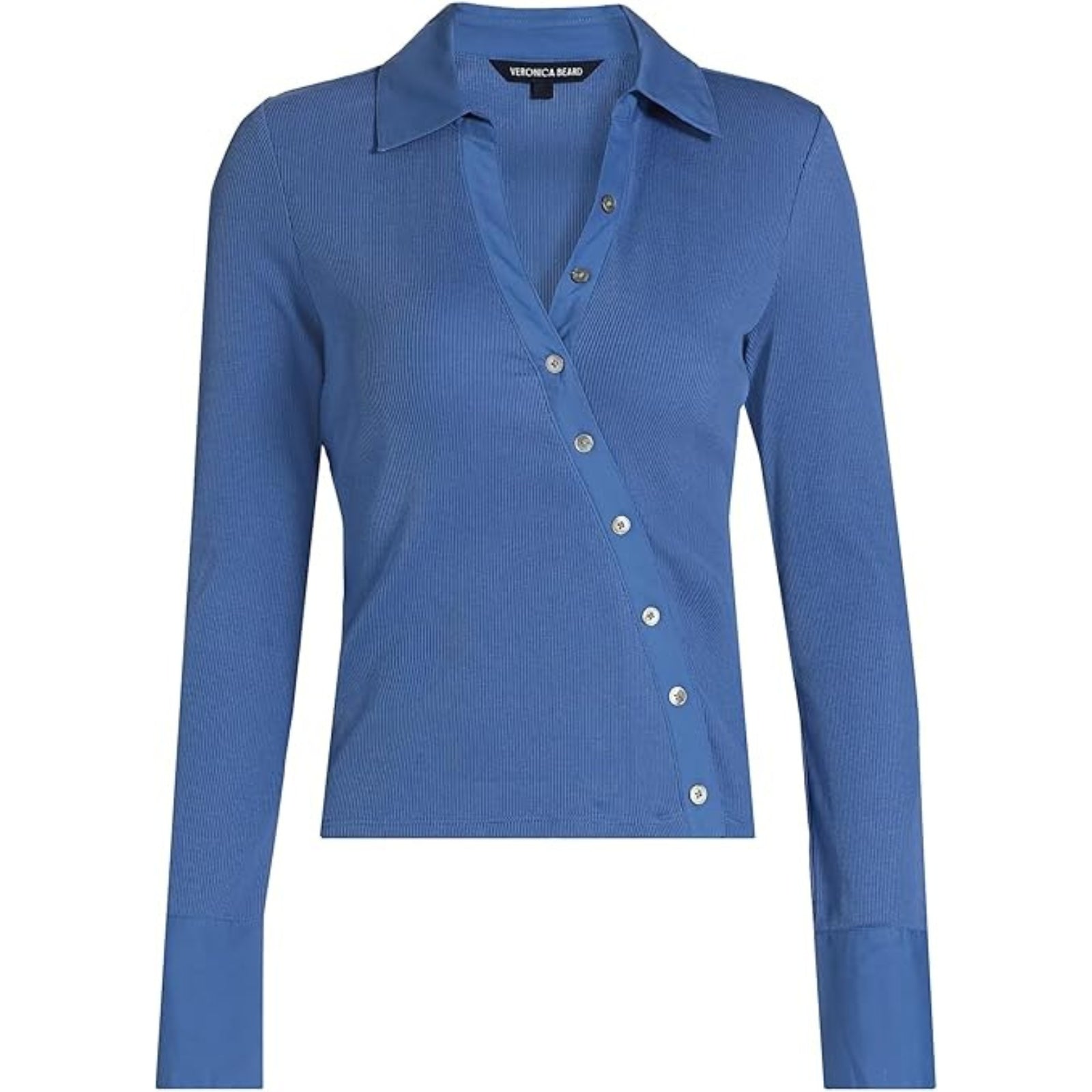 Veronica Beard Women's Brenner Asymmetric Button Top, Blue Coast
