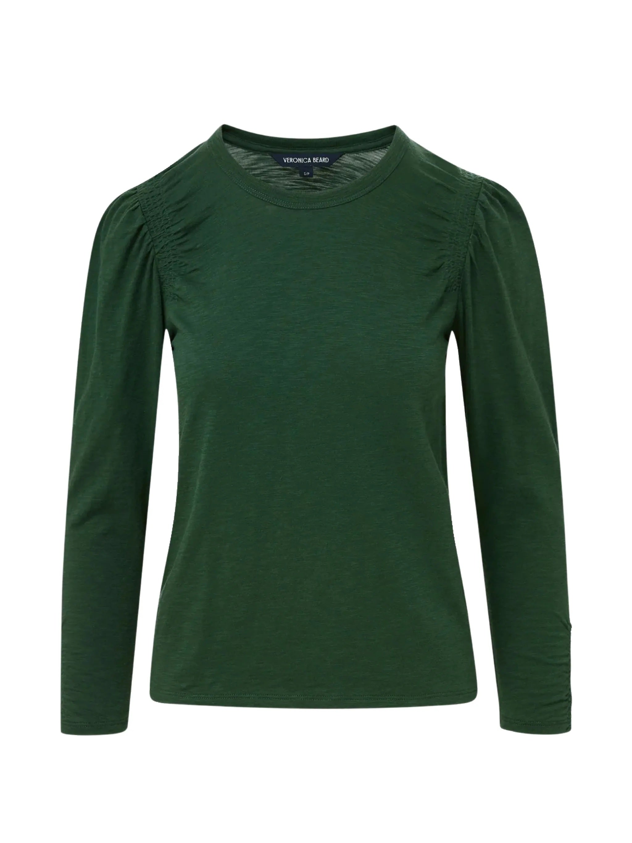 Veronica Beard Women's Bouvet Long Sleeve Top, Dark Hunter Green