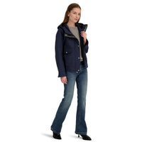 TAHARI Women's Leone Hooded Rain Bomber Water-Resistant Softshell Jacket w/Patch Pockets