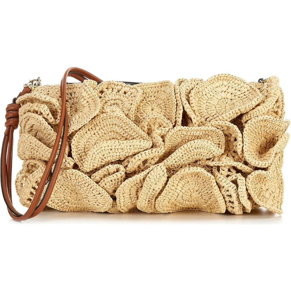 Farm Rio Women's Raffia Flower Clutch, Natural