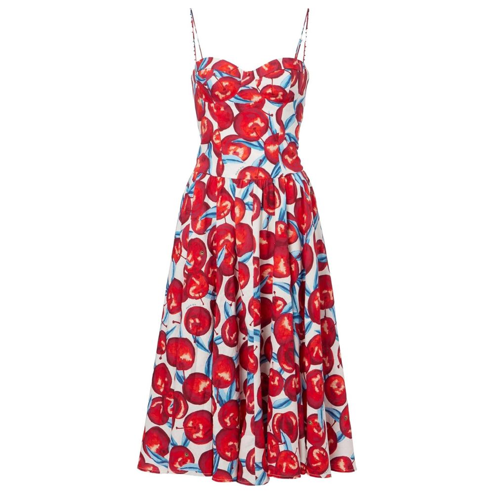Farm Rio Women's Sleeveless Midi Dress, Cherry Blossom