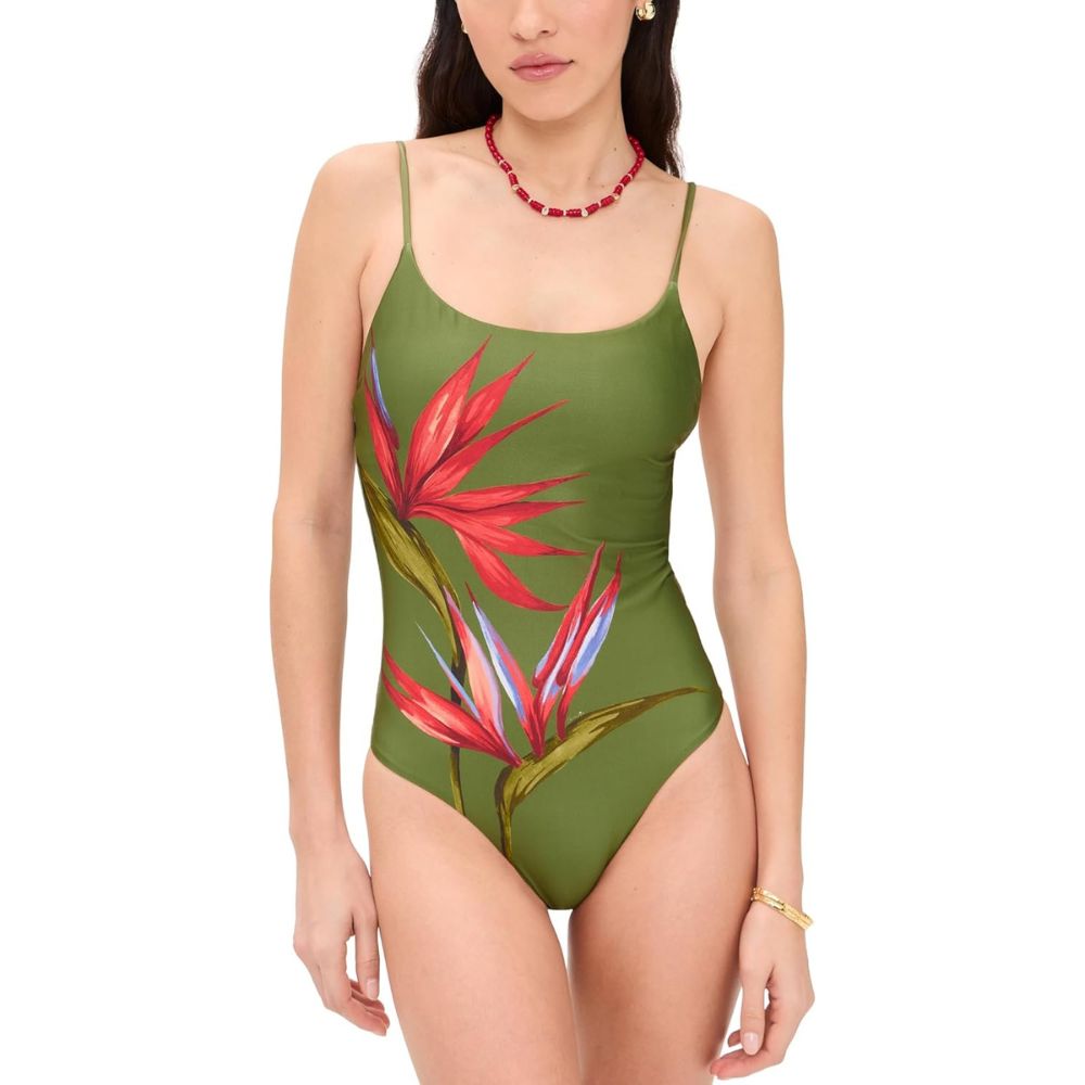 Farm Rio Women's Strilitzia One-Piece, Strilitzia Dark Green