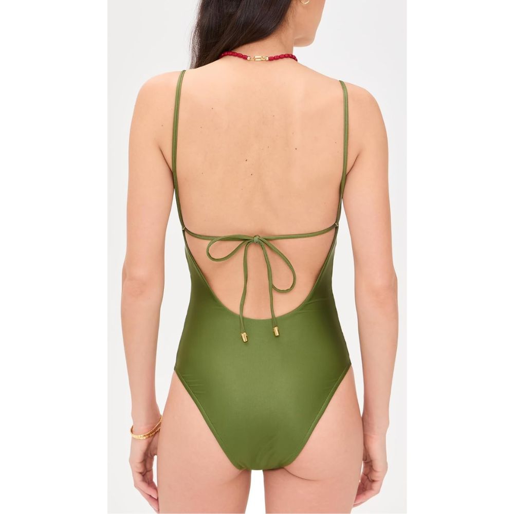 Farm Rio Women's Strilitzia One-Piece, Strilitzia Dark Green