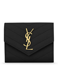 Saint Laurent Saint Laurent Women Cassandre Matelassé Compact Tri-Fold Wallet In Grain De Poudre Embossed Leather