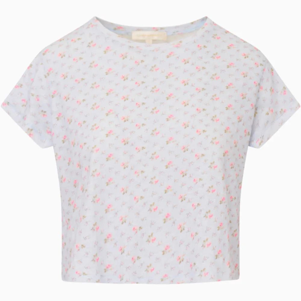 LoveShackFancy Women's Sweetheart Rubin Cropped Tee, Chapparal Blue