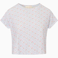 LoveShackFancy Women's Sweetheart Rubin Cropped Tee, Chapparal Blue