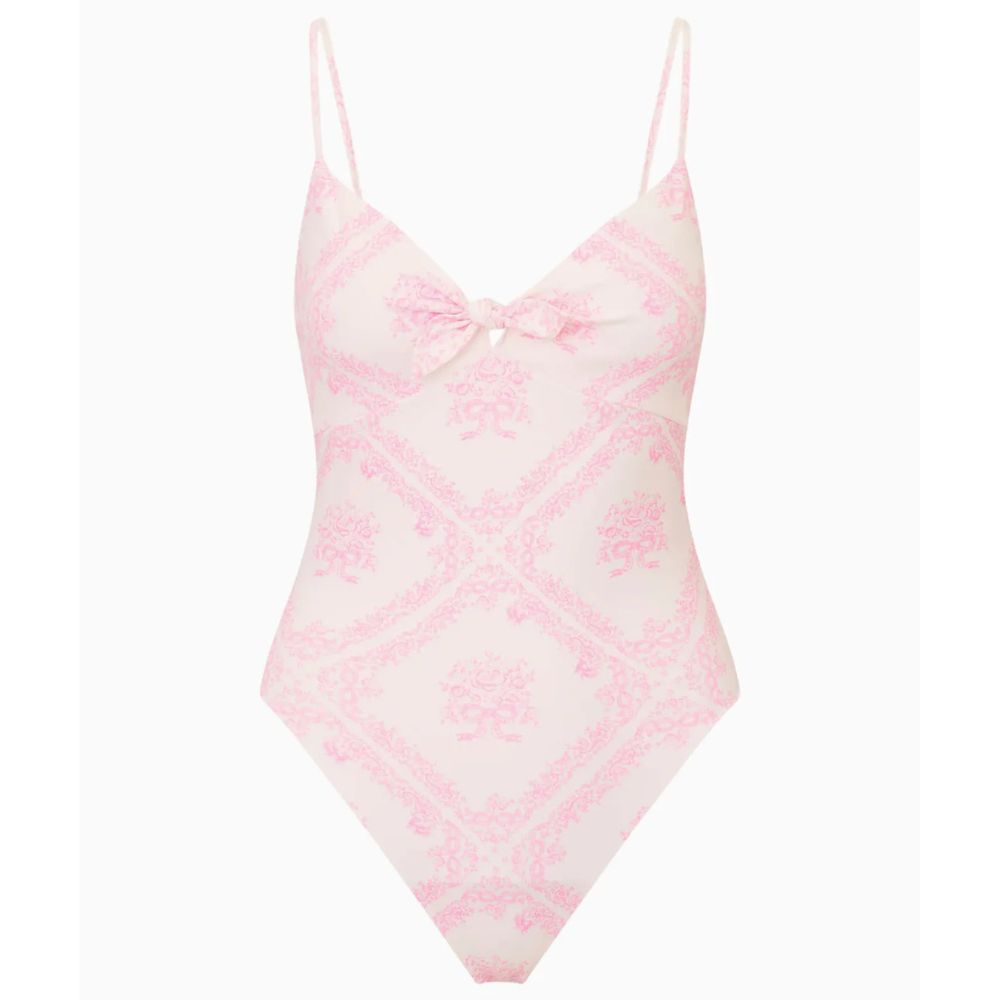 LoveShackFancy Women's Zyra One-Piece Toile Swimsuit, Ivory Heirloom