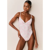 LoveShackFancy Women's Zyra One-Piece Toile Swimsuit, Ivory Heirloom