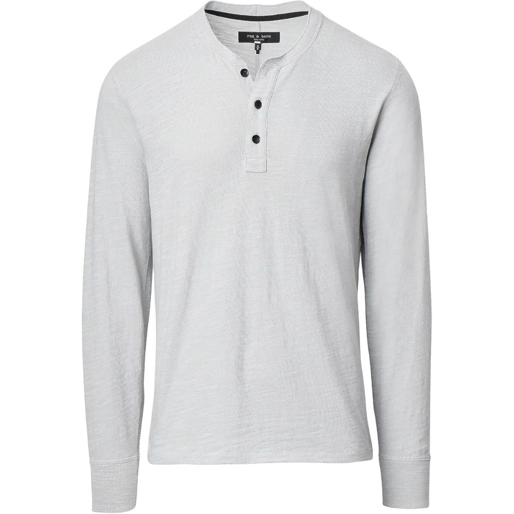 rag & bone Men's Classic Flame Long Sleeve Henley, Harbor Grey