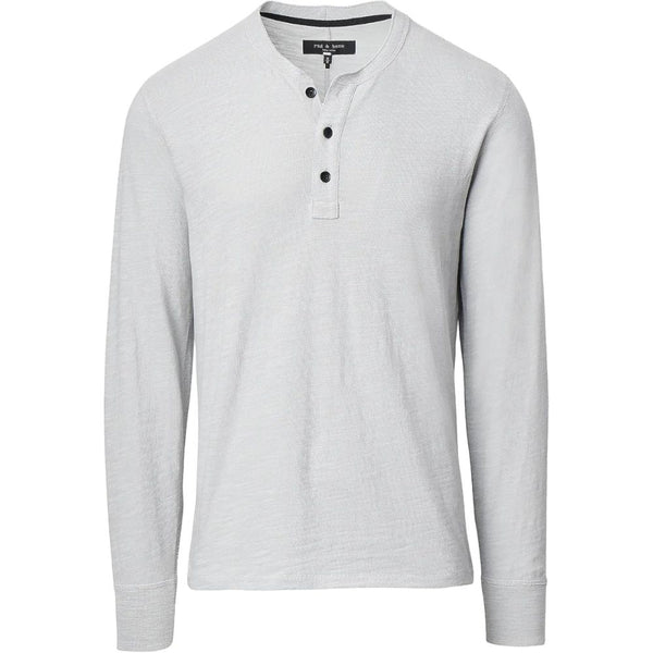 rag & bone Men's Classic Flame Long Sleeve Henley, Harbor Grey