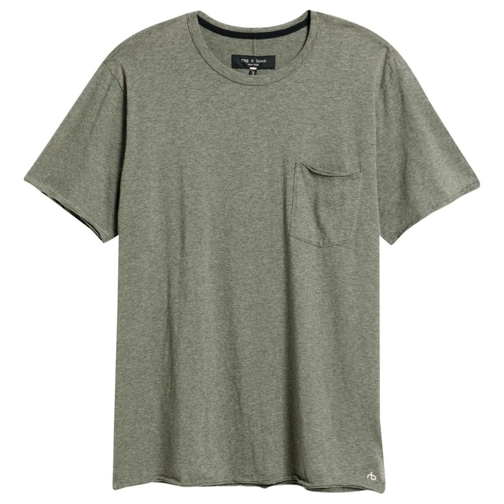 rag & bone Men's Melange Miles Pocket Tee, Heather Army