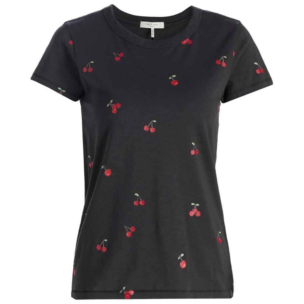rag & bone Women's All Over Cherry Tee, Black Multi