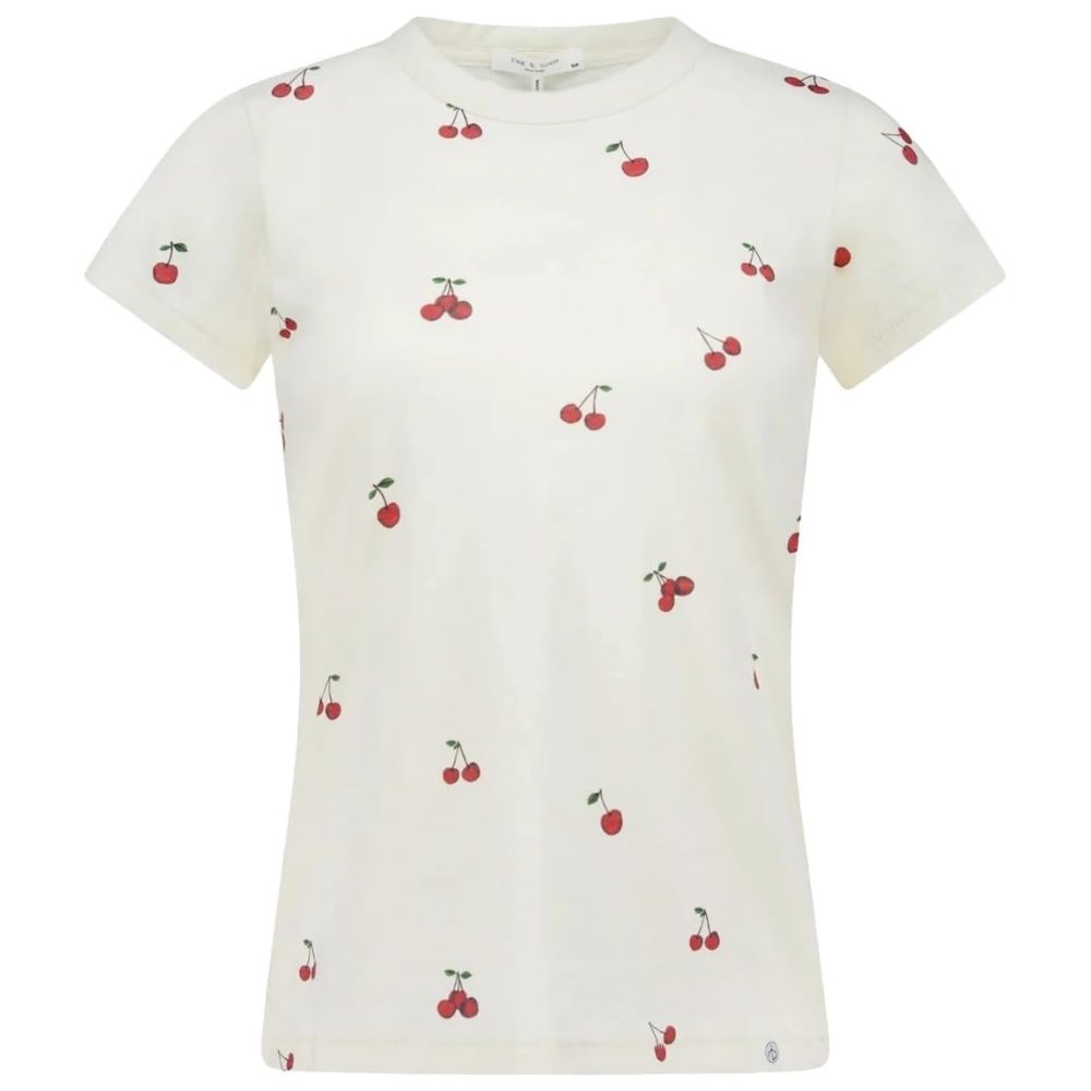 rag & bone Women's All Over Cherry Tee, White Multi