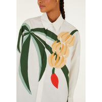 Farm Rio Women's Graphic Banana Tee Applique Shirt, White