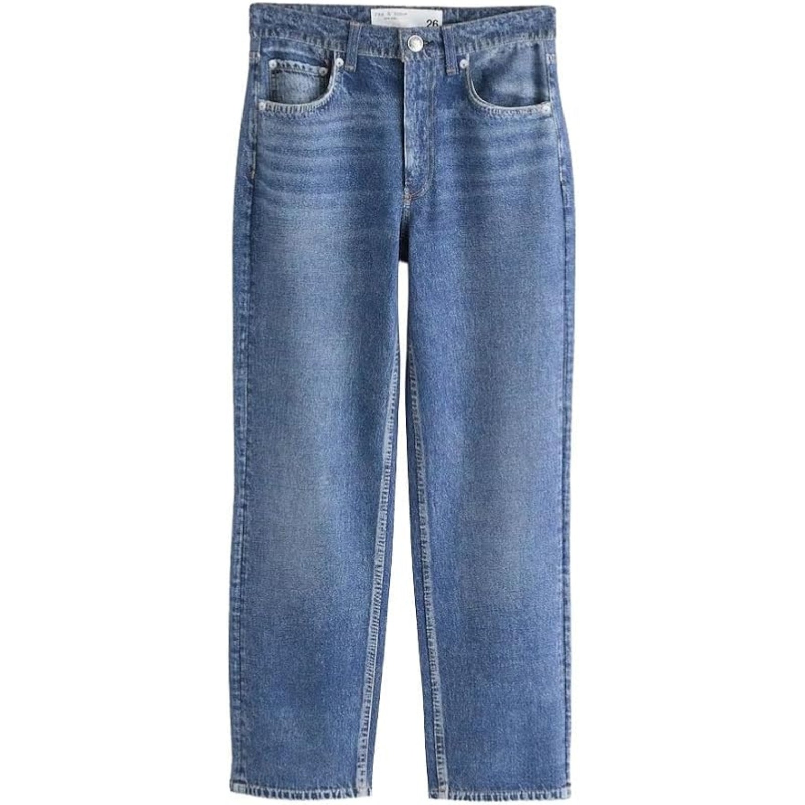 rag & bone Women's Miramar Ponte Harlow Mid-Rise Ankle Straight Jeans, Kimber Wash