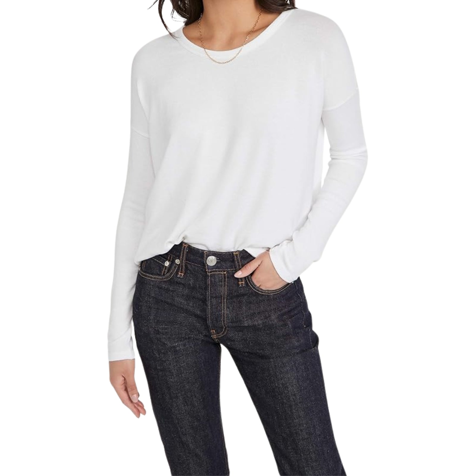 rag & bone Women's The Knit Long Sleeve Top, White