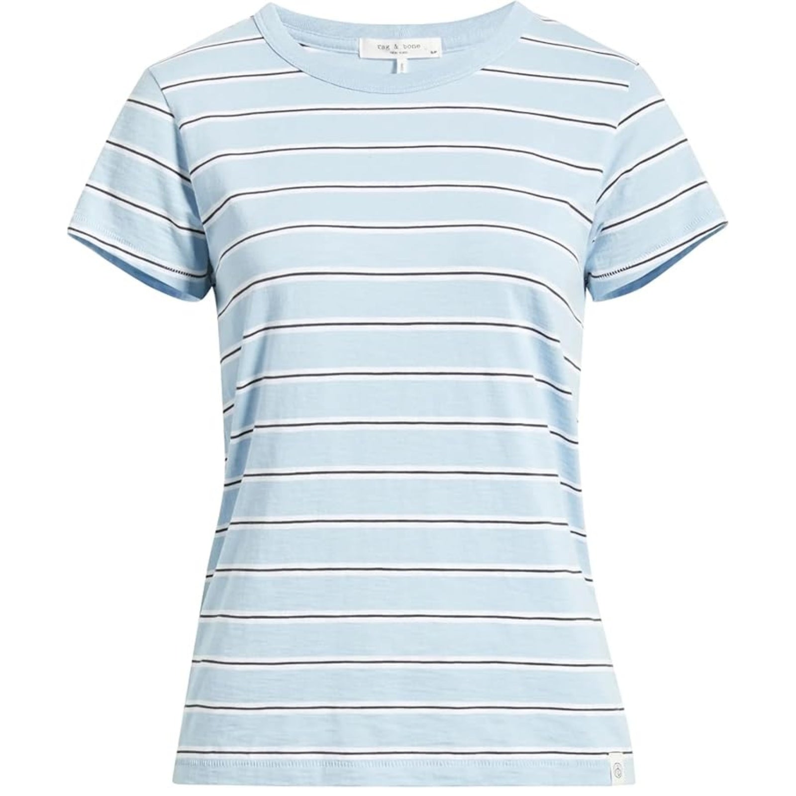 rag & bone Women's The Slub Stripe Tee, Light Blue Multi