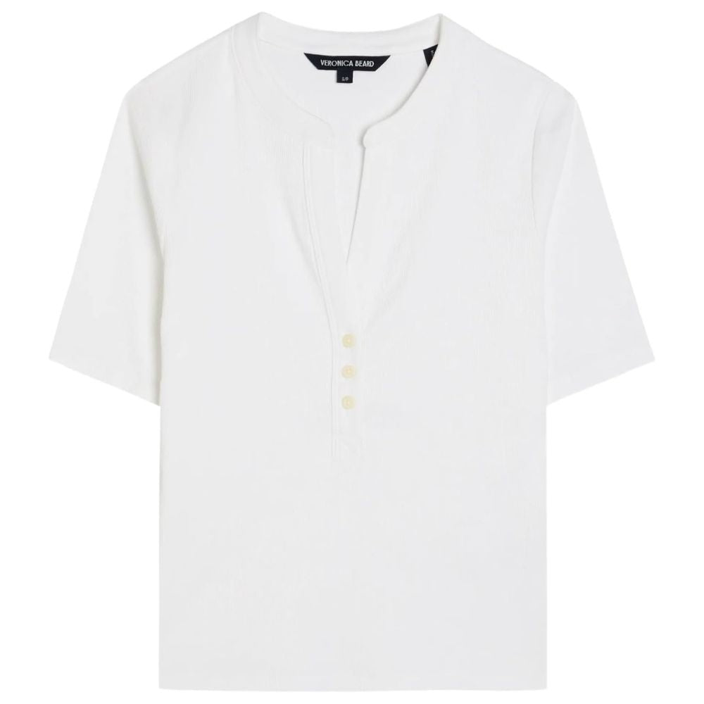 Veronica Beard Women's Reubian V-Neck Button Tee, White