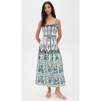 Farm Rio Women's Sleeveless Belted Maxi Dress, Manoela Off-White