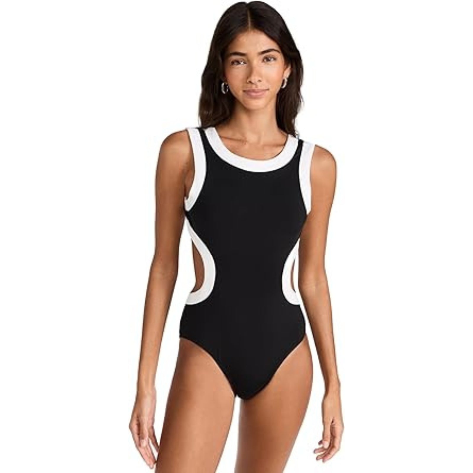 Staud Women's Dolce One-Piece Swimsuit, Black/White