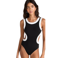 Staud Women's Dolce One-Piece Swimsuit, Black/White
