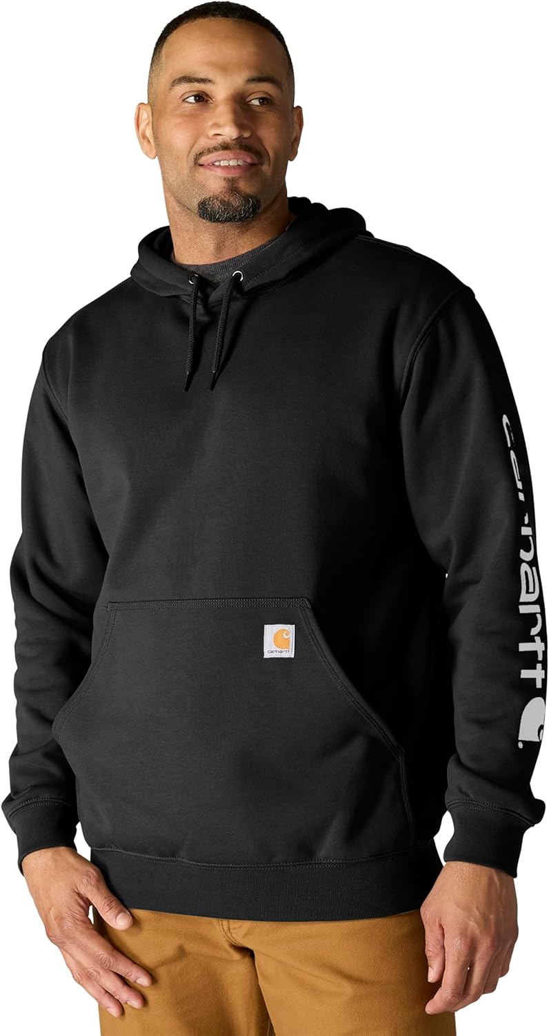 Carhartt Men's Iconic K288 Logo Drawstring Hooded Sweatshirt, Black