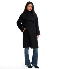 TAHARI Women's Coco Asymmetric Double-Faced Long Wool Blend Coat