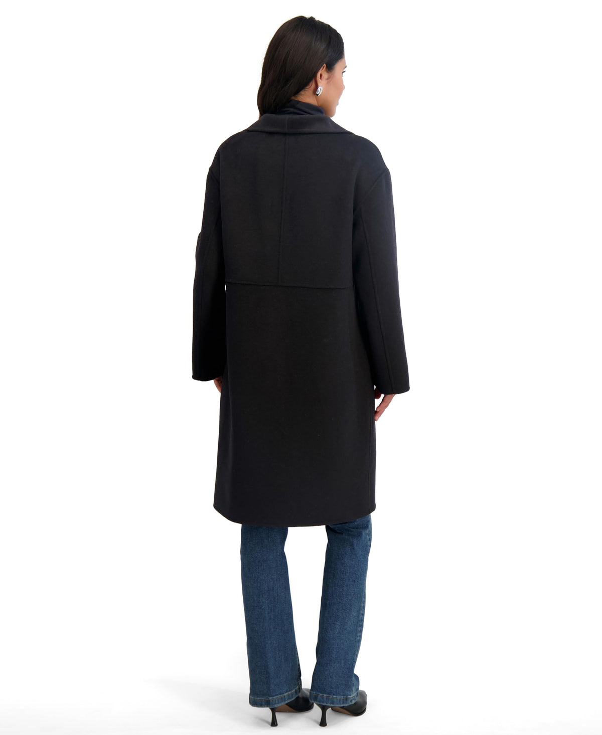 TAHARI Women's Coco Asymmetric Double-Faced Long Wool Blend Coat