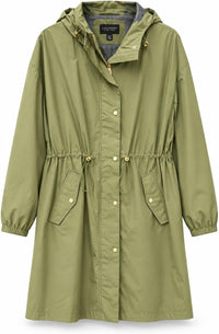 Laundry by Shelli Segal Women's Hooded Long Sleeve Rain Trench Coat, Sage