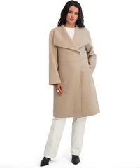 TAHARI Women's Coco Asymmetric Double-Faced Long Wool Blend Coat