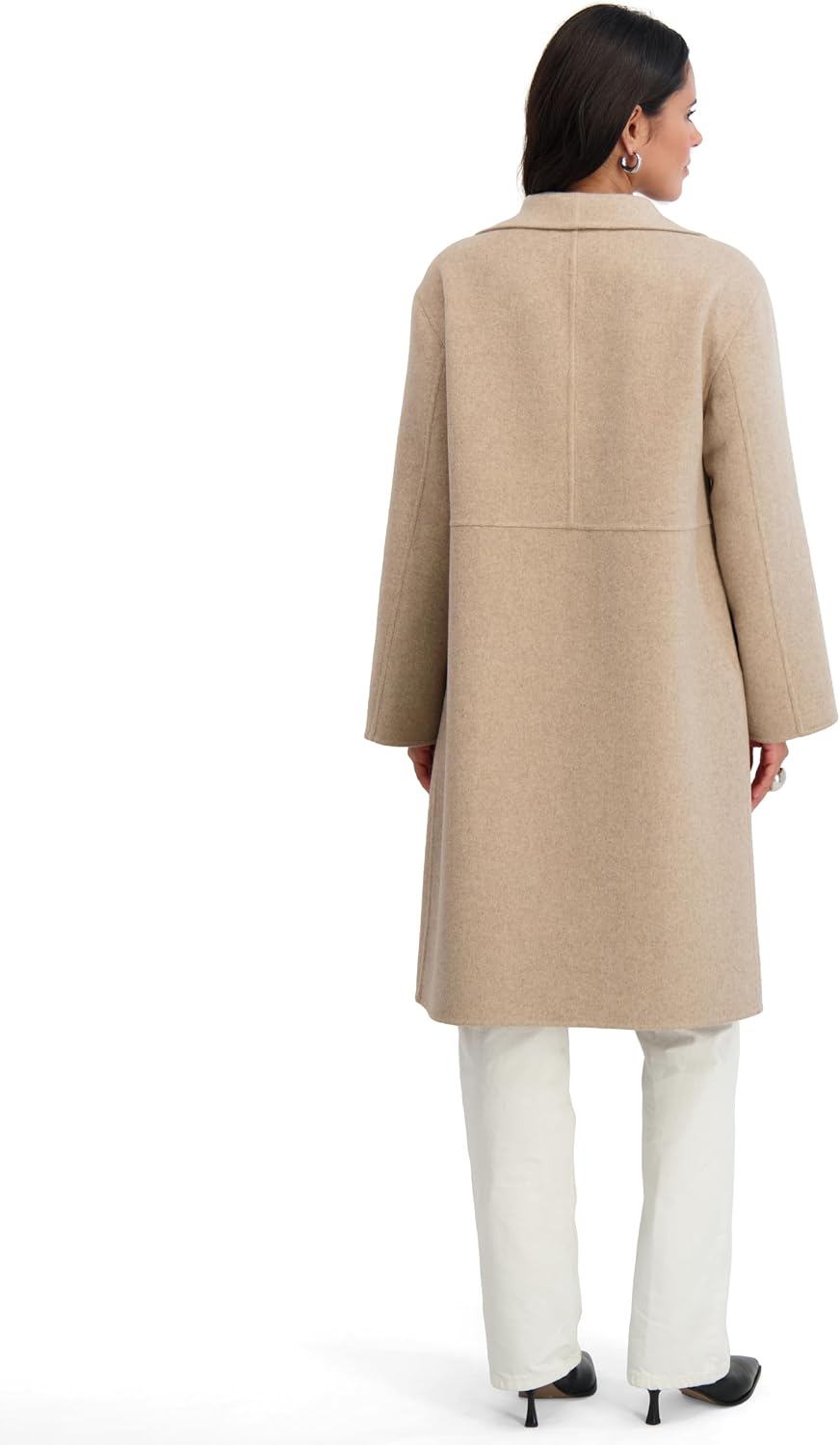 TAHARI Women's Coco Asymmetric Double-Faced Long Wool Blend Coat