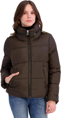 TAHARI Women's Dakota Short Puffer Jacket Chocolate