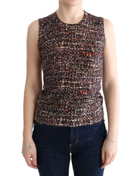 Dolce & Gabbana Multicolor Print Knit Top Wool Women's T-shirt