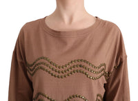 John Galliano Brown Cotton Studded Women's Sweater
