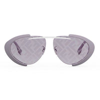 Fendi Fendi Sunglasses Geometric Semi Rim, Violet Frame and Liliac Mirror with FF Pattern Lens FE40042U81U