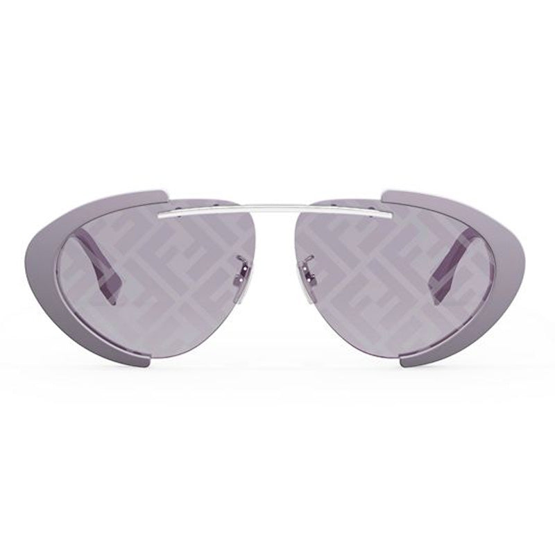 Fendi Fendi Sunglasses Geometric Semi Rim, Violet Frame and Liliac Mirror with FF Pattern Lens FE40042U81U