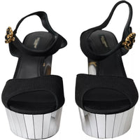 Dolce & Gabbana Dolce & Gabbana Black Mirror Heels Crystal Platform Sandals Women's Shoes (Pre-Loved)