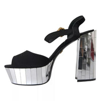 Dolce & Gabbana Dolce & Gabbana Black Mirror Heels Crystal Platform Sandals Women's Shoes (Pre-Loved)