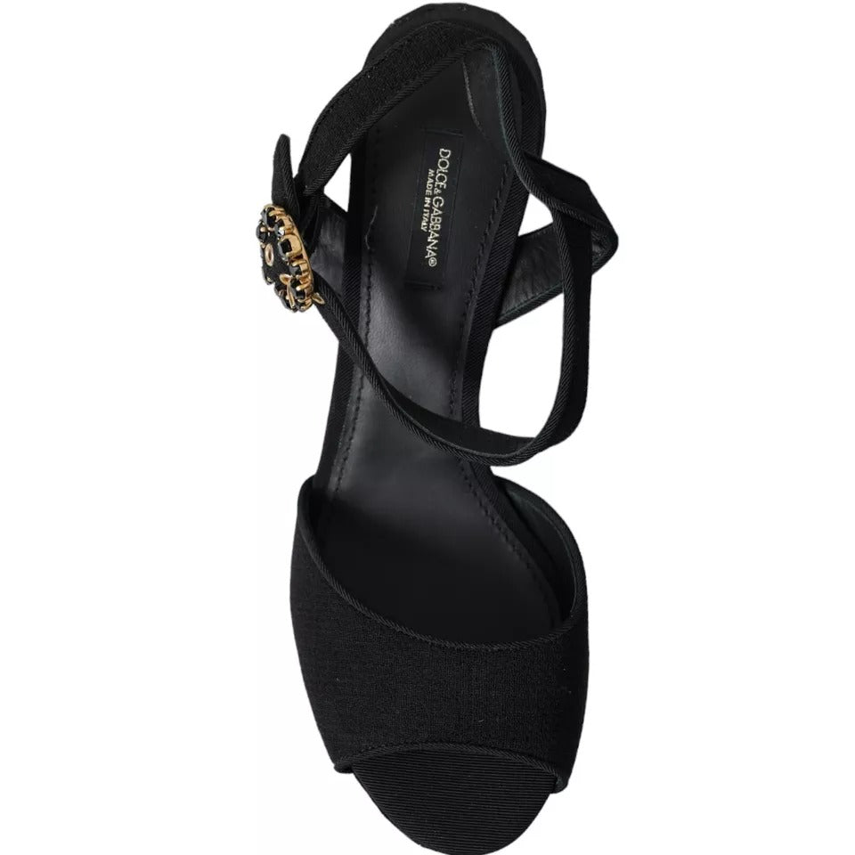 Dolce & Gabbana Dolce & Gabbana Black Mirror Heels Crystal Platform Sandals Women's Shoes (Pre-Loved)