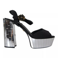 Dolce & Gabbana Dolce & Gabbana Black Mirror Heels Crystal Platform Sandals Women's Shoes (Pre-Loved)