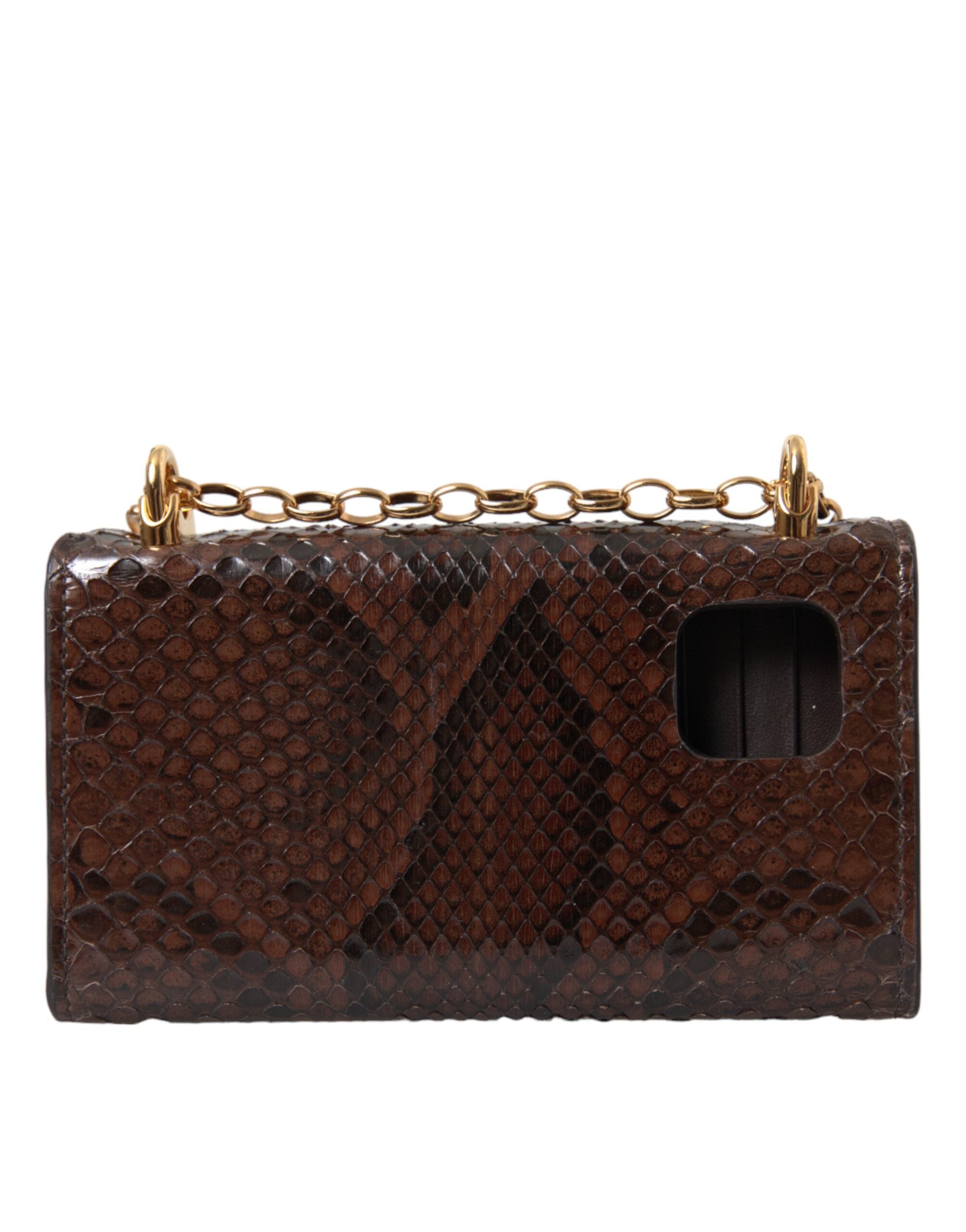 Dolce & Gabbana Brown Python Leather DG Girls Crossbody Phone Women's Bag