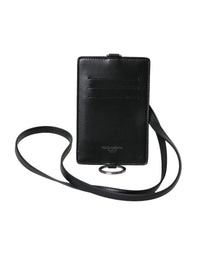 Dolce & Gabbana Dolce & Gabbana Black Calf Leather Lanyard Logo Card Holder Men Men's Wallet